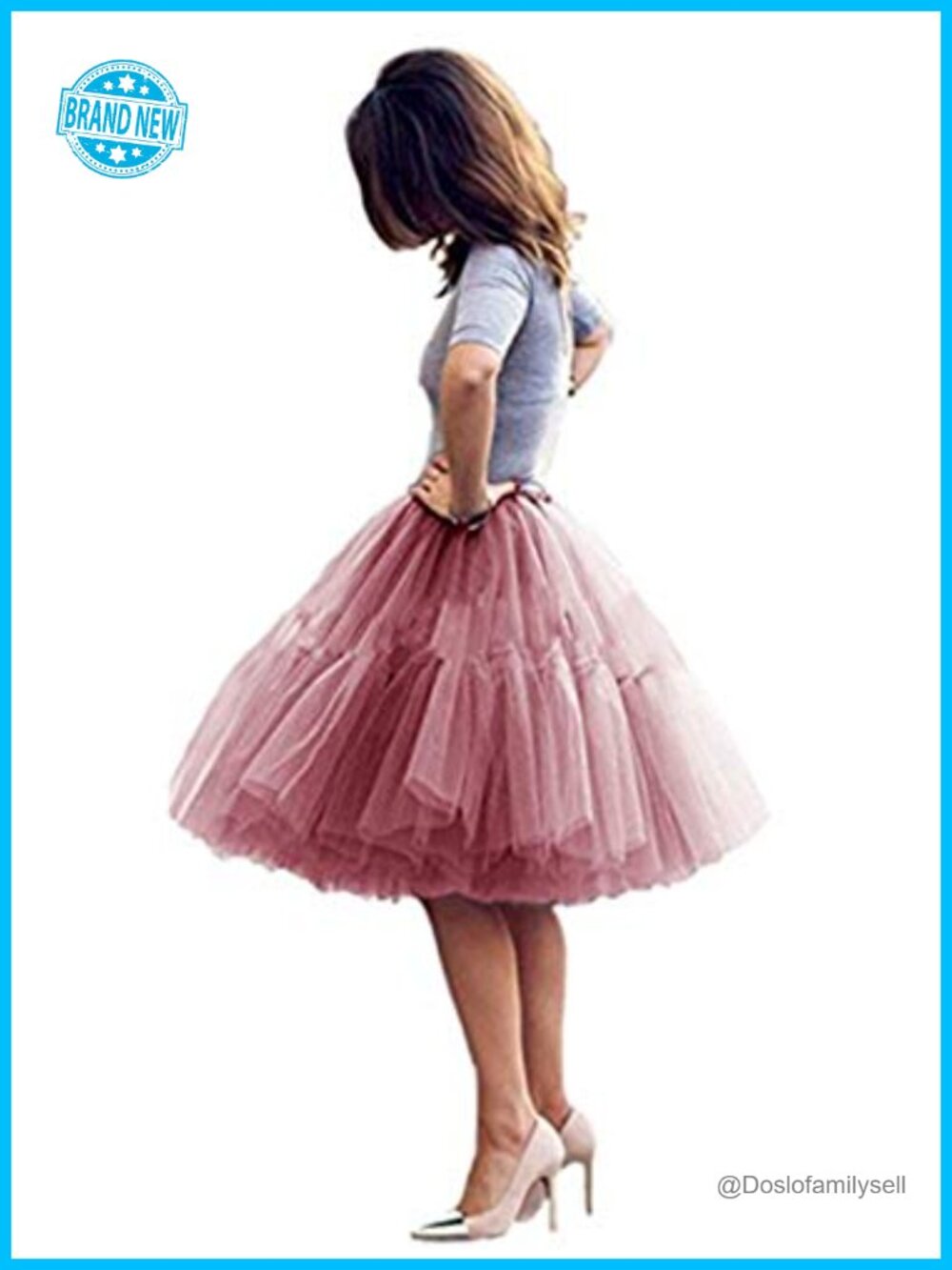 Women's Midi Tulle Tutu Skirt A-Line Five Layers Fluffy Party Prom